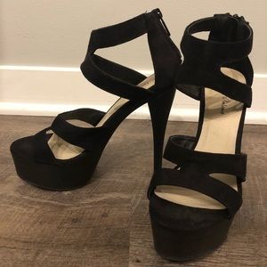 Black Suede platform heels 5”